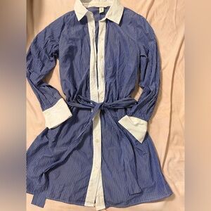 H&M Navy and White Striped Shirt Dress